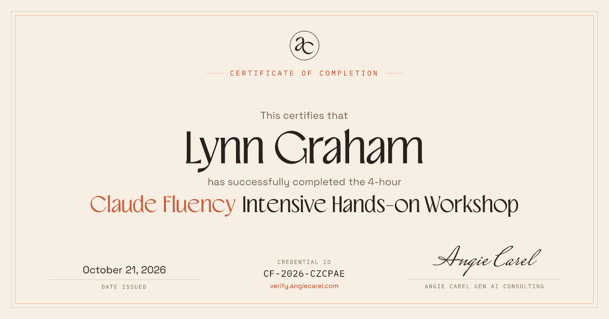 Certificate of completion for Lynn Graham
